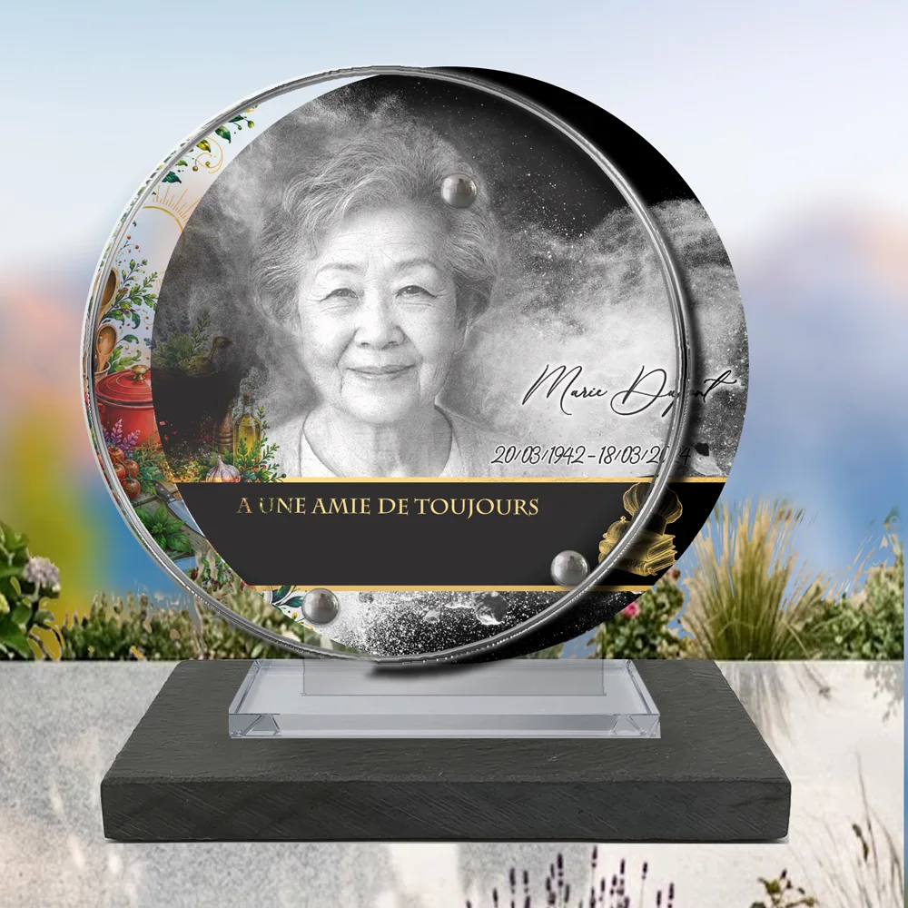 Plaque Circulaire Cuisine à poser sur socle ardoise du Brésil