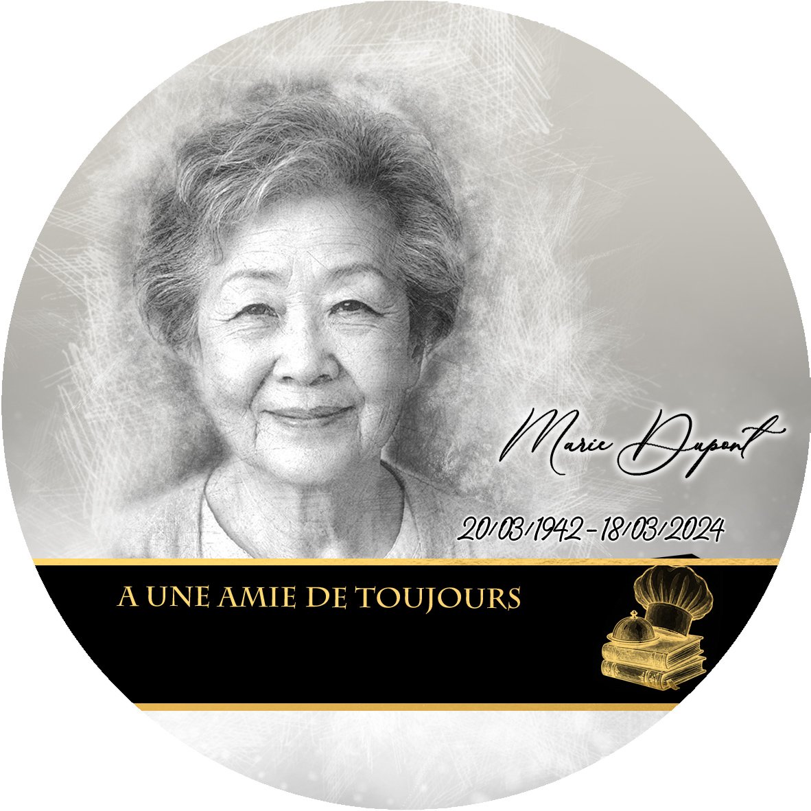 Plaque Circulaire Cuisine effet Pastel, ambiance complète portrait + fond