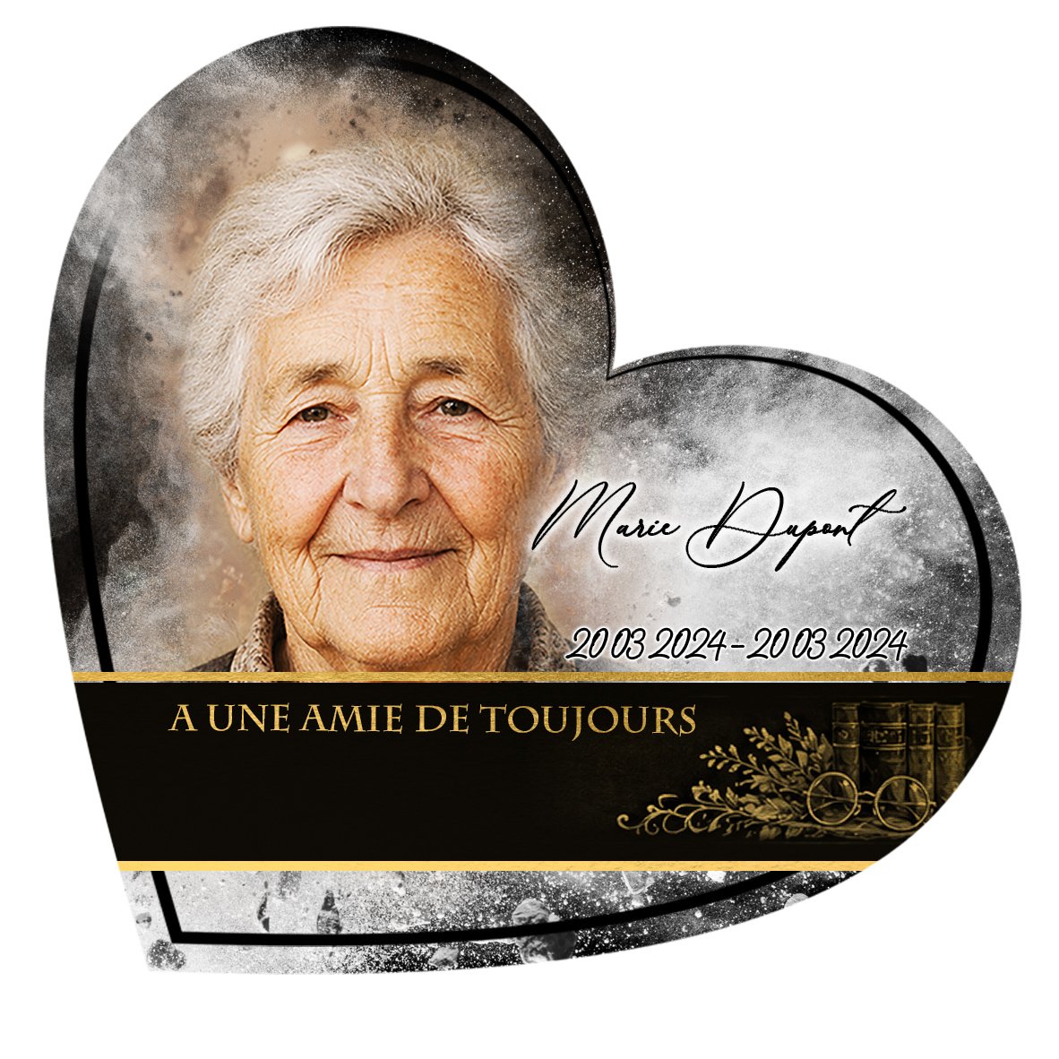 Plaque Cœur Lecture effet Éclat, ambiance complète portrait + fond