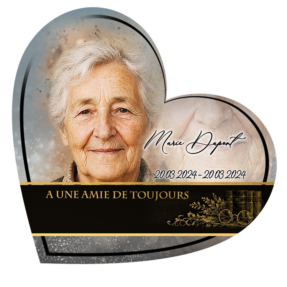 Plaque Cœur Lecture effet Pastel, ambiance complète portrait + fond