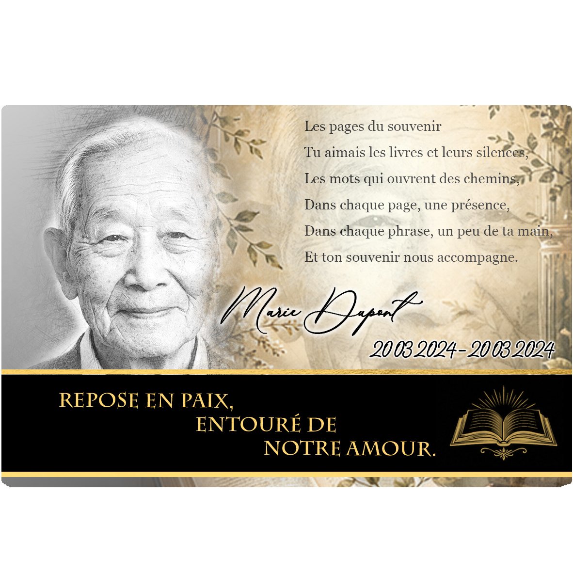 Plaque Panoramique Lecture effet Crayon, ambiance complète portrait + fond