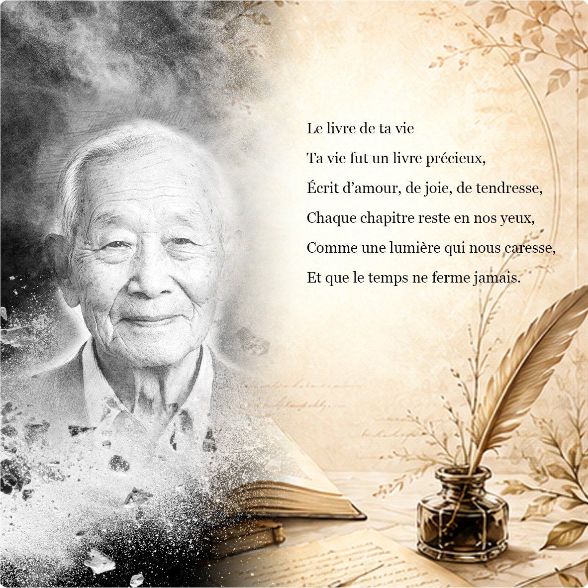 Plaque funéraire Lecture forme Panoramique