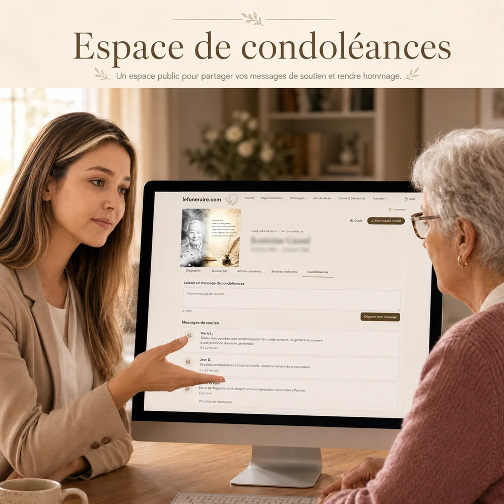 Livre de condoléances — service complémentaire Lecture