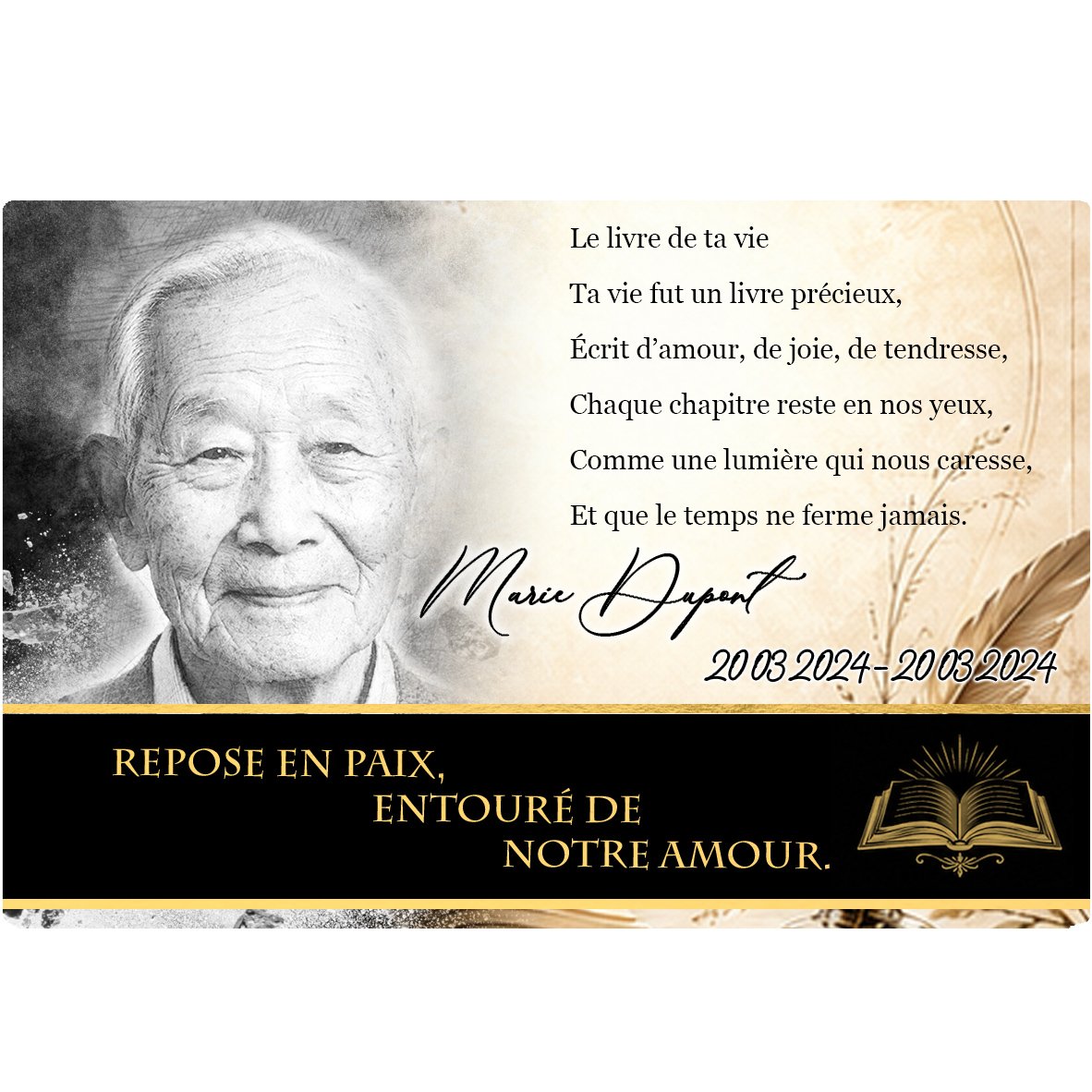 Plaque Panoramique Lecture effet Éclat, ambiance complète portrait + fond