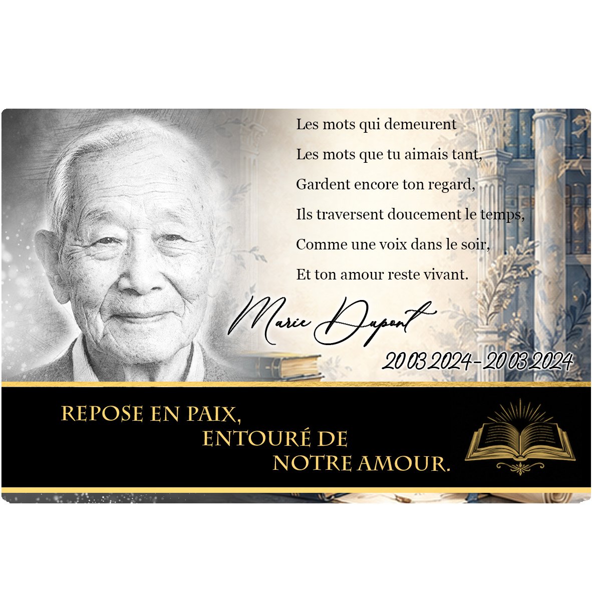 Plaque Panoramique Lecture effet Pastel, ambiance complète portrait + fond