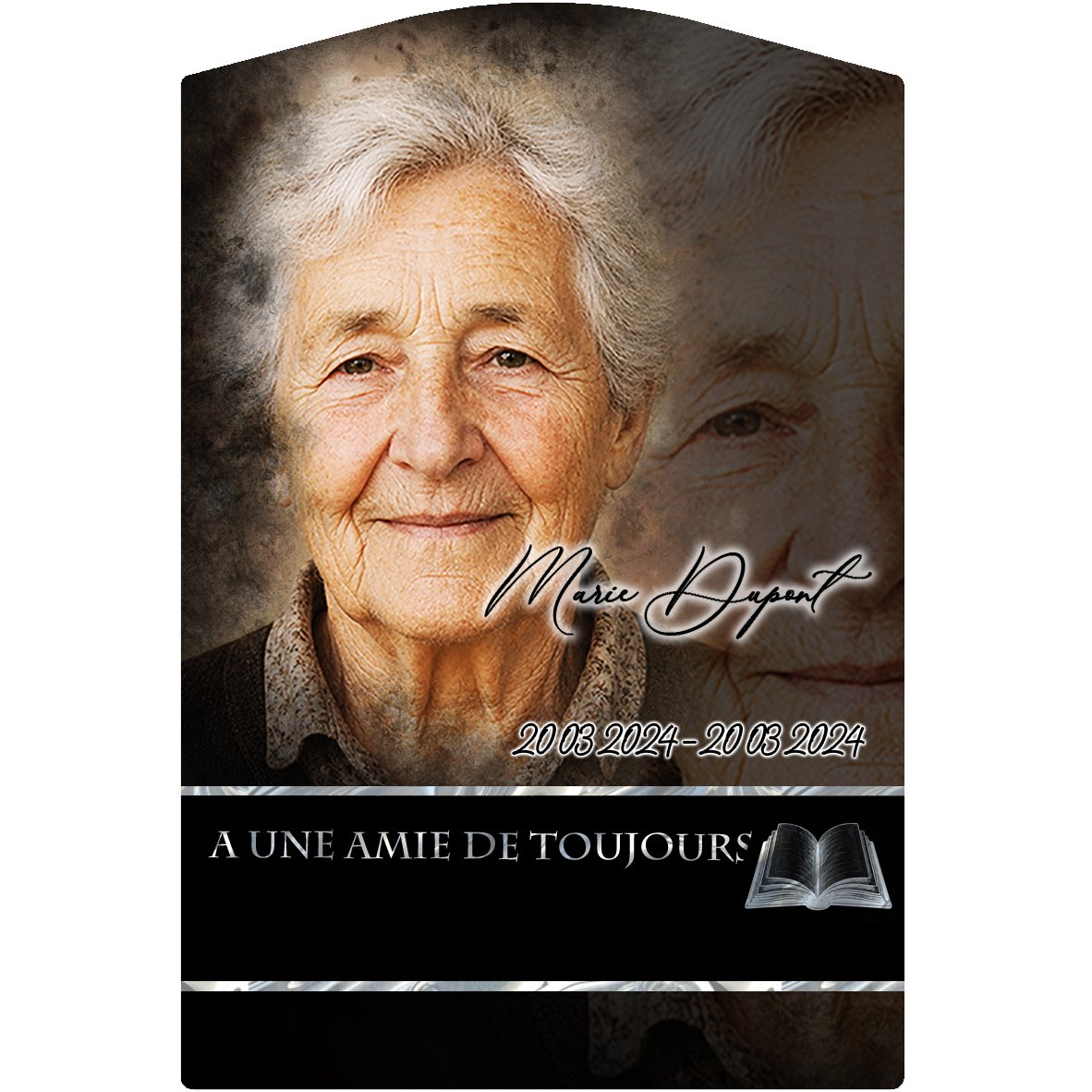 Plaque Stèle Lecture effet Crayon, ambiance complète portrait + fond