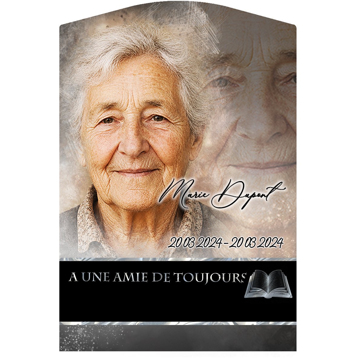 Plaque Stèle Lecture effet Pastel, ambiance complète portrait + fond