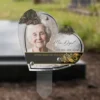 Plaque funéraire cœur moto plantée par appendice plexiglas, sol meuble ou pot, 1er sous-décor