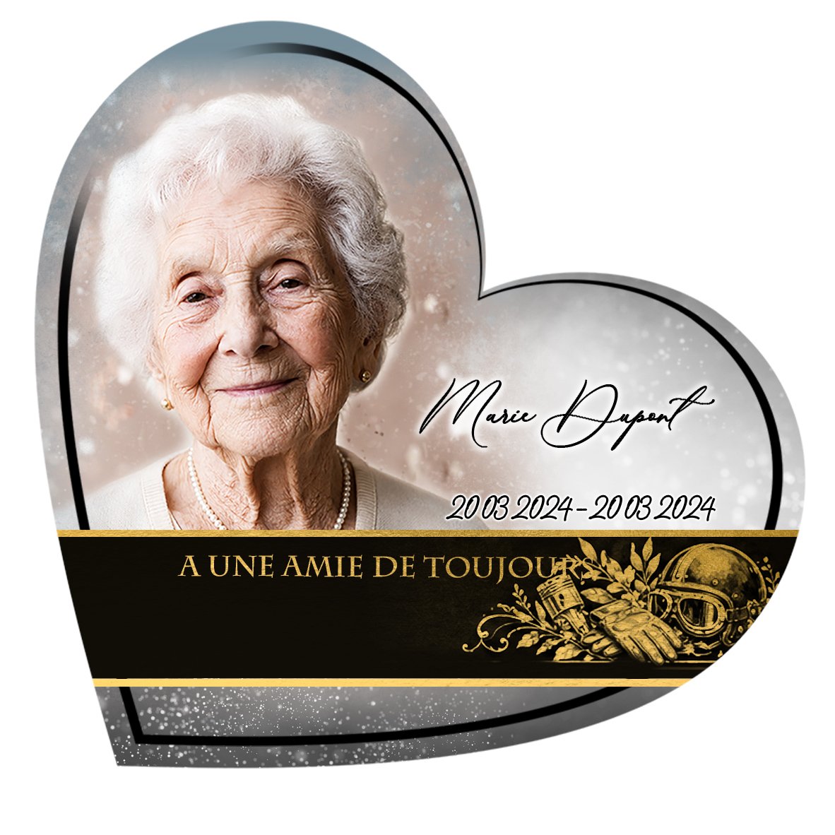 Plaque Cœur Moto effet Pastel, ambiance complète portrait + fond