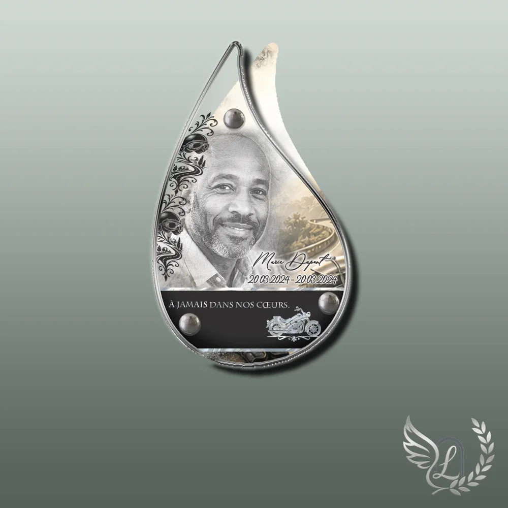 Plaque funéraire Moto forme Flamme