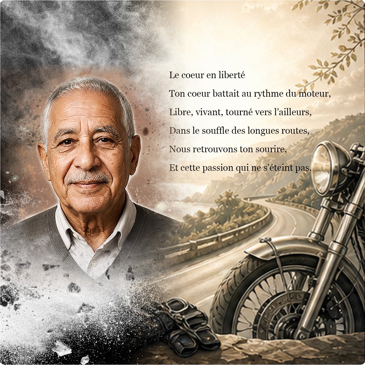Plaque funéraire Moto forme Panoramique