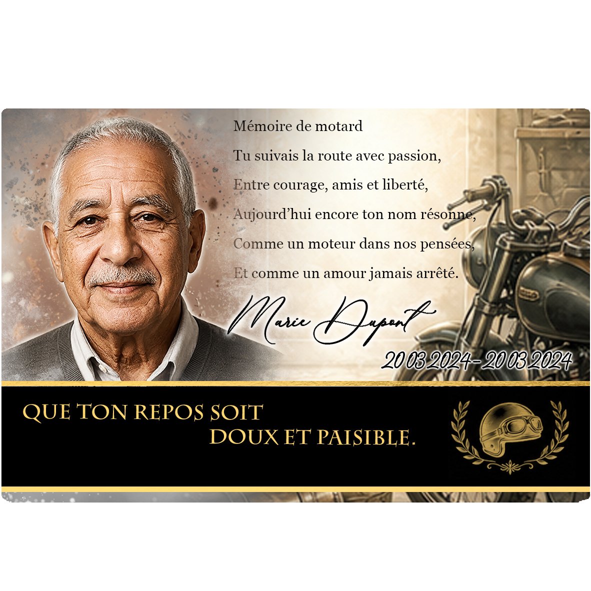 Plaque Panoramique Moto effet Pastel, ambiance complète portrait + fond