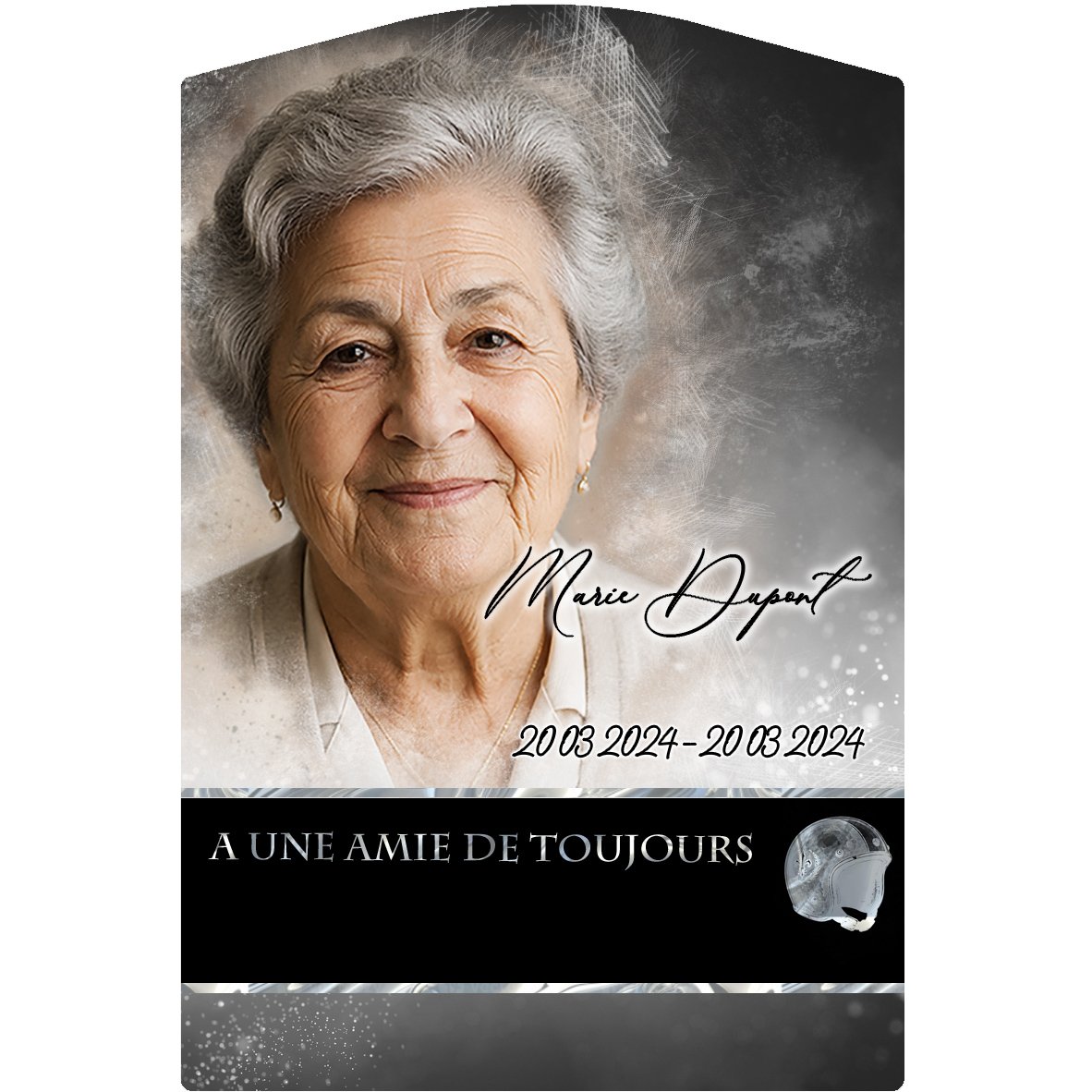 Plaque Stèle Moto effet Pastel, ambiance complète portrait + fond