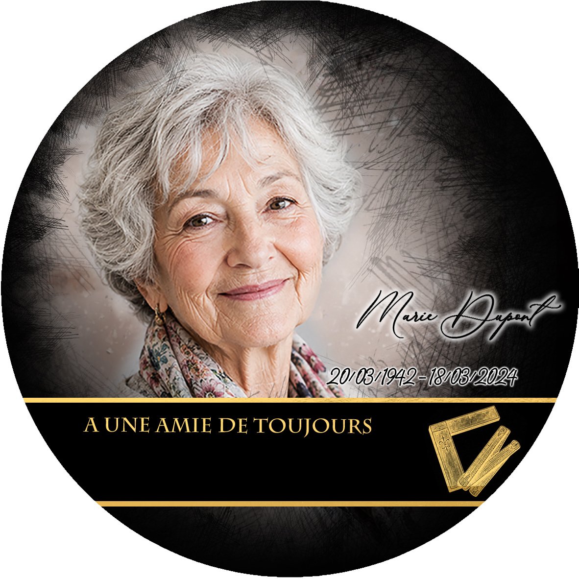 Plaque Circulaire Bricolage effet Crayon, ambiance complète portrait + fond