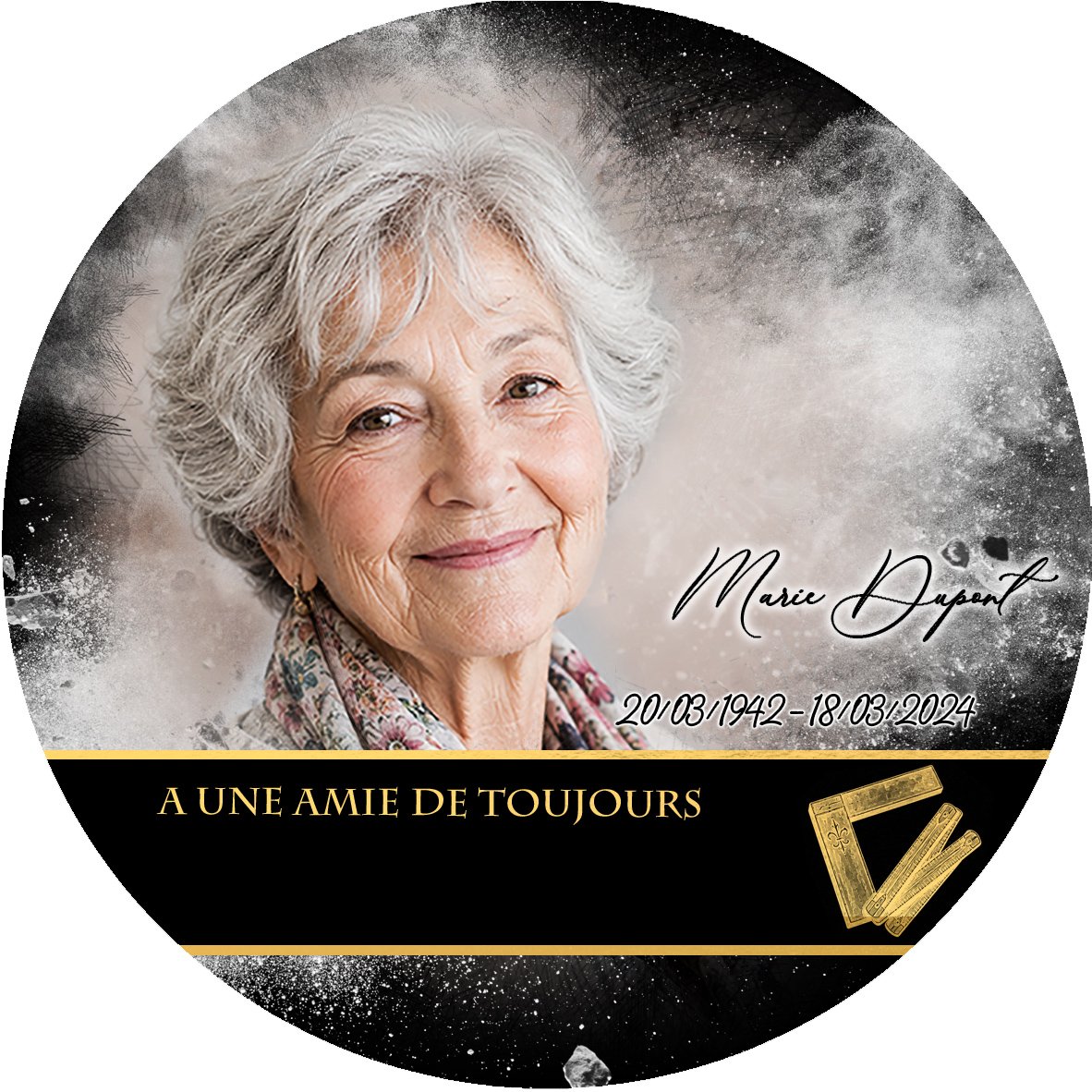 Plaque Circulaire Bricolage effet Éclat, ambiance complète portrait + fond