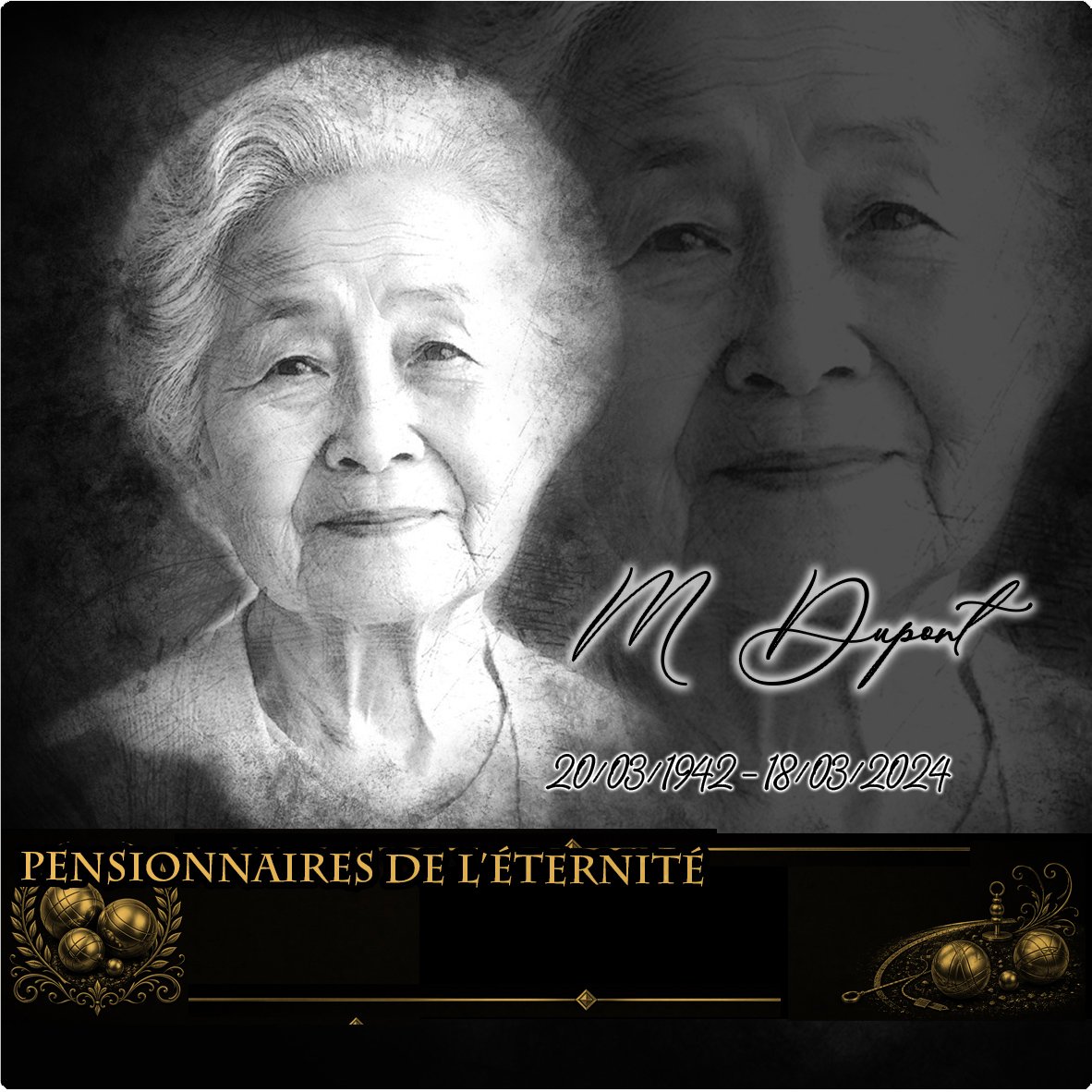 Plaque Carré Pétanque effet Crayon, ambiance complète portrait + fond