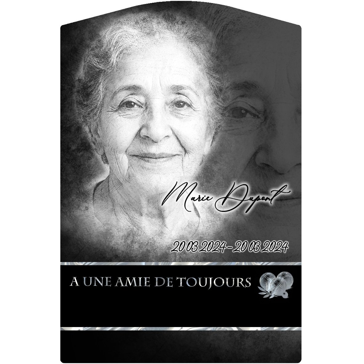 Plaque Stèle Pétanque effet Crayon, ambiance complète portrait + fond