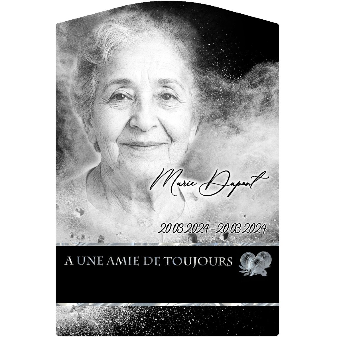 Plaque Stèle Pétanque effet Éclat, ambiance complète portrait + fond