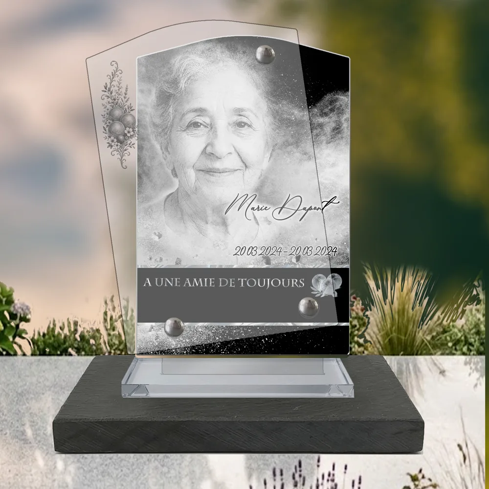 Plaque Stèle Pétanque à poser sur socle ardoise du Brésil