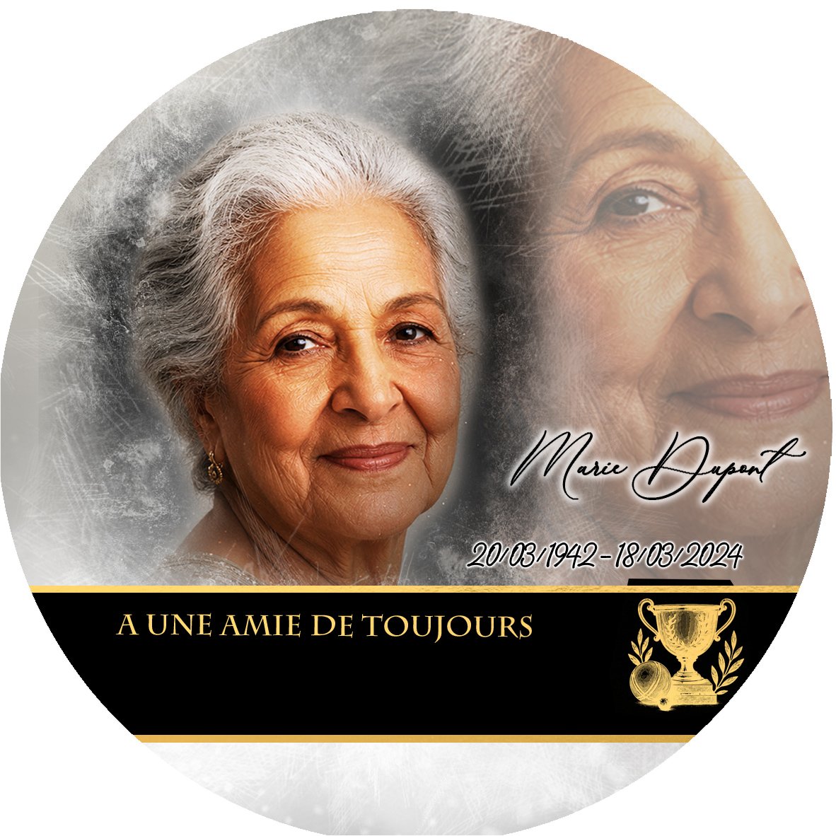 Plaque Circulaire Pétanque effet Pastel, ambiance complète portrait + fond