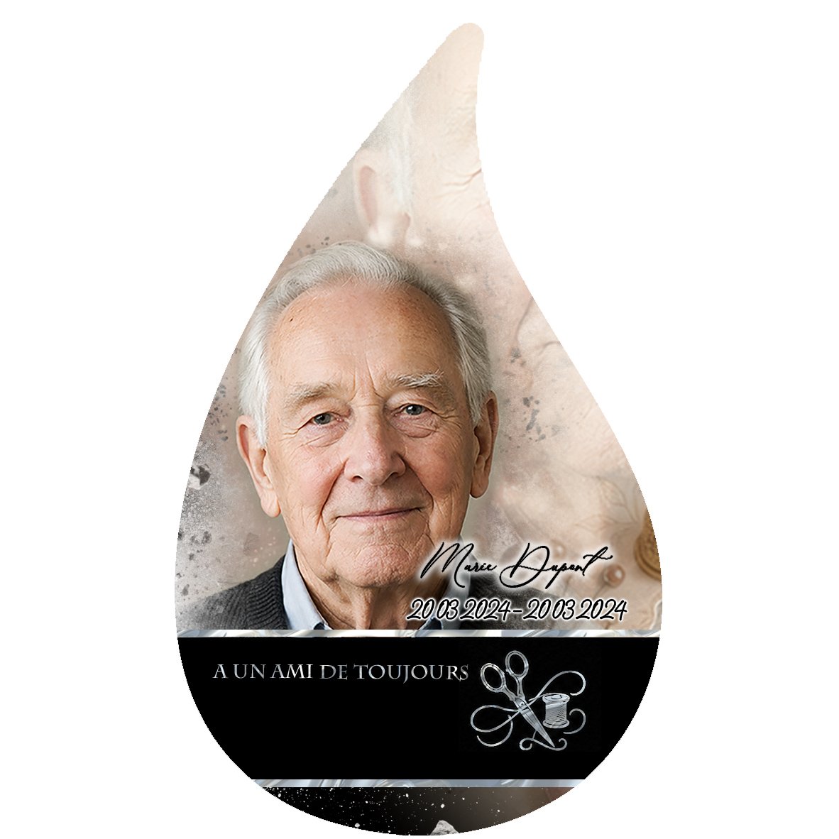 Plaque Flamme Couture effet Éclat, ambiance complète portrait + fond