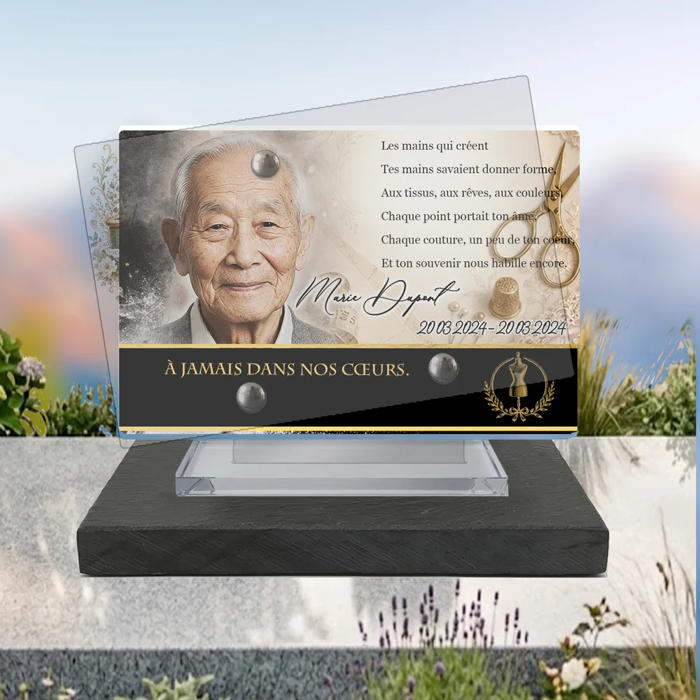 Plaque Panoramique Couture à poser sur socle ardoise du Brésil