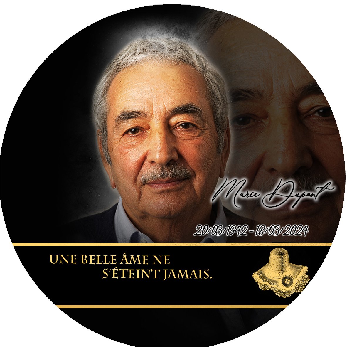 Plaque Circulaire Couture effet Crayon, ambiance complète portrait + fond