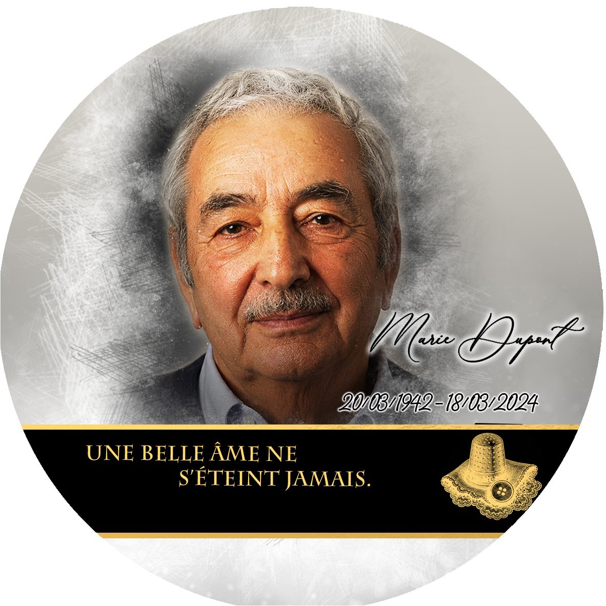 Plaque Circulaire Couture effet Pastel, ambiance complète portrait + fond