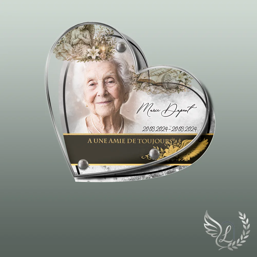 Plaque funéraire Ange forme Cœur