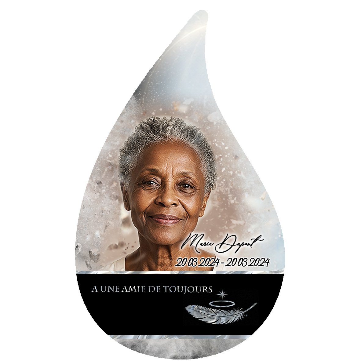 Plaque Flamme Ange effet Éclat, ambiance complète portrait + fond