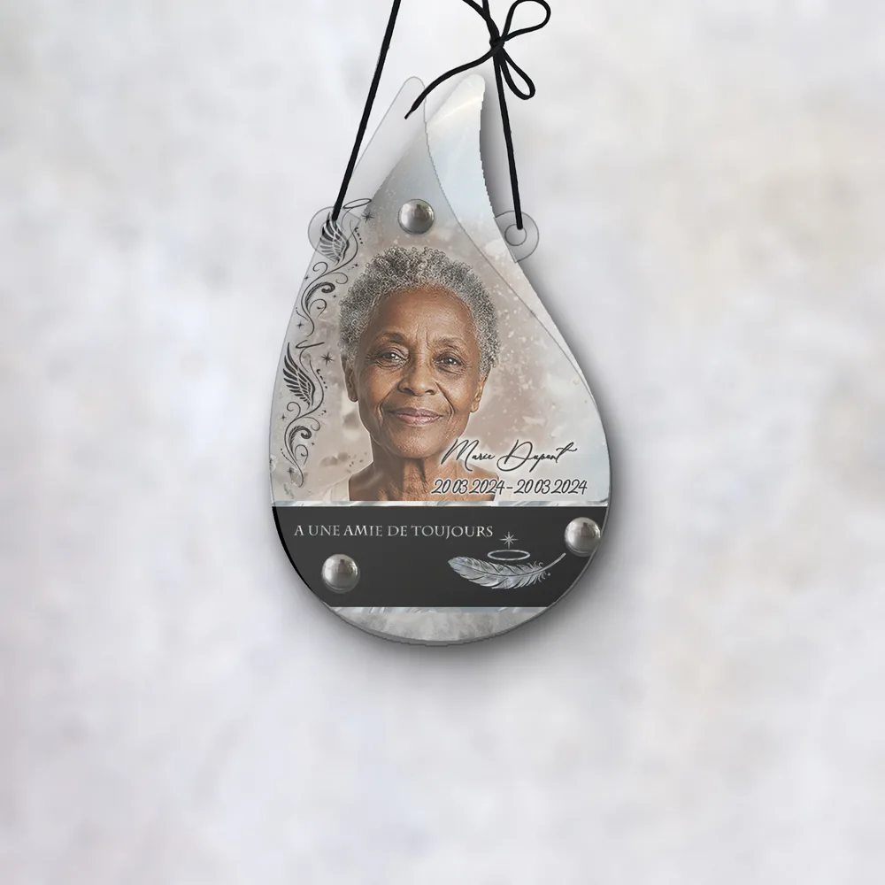 Plaque Flamme Ange suspendue par cordelette