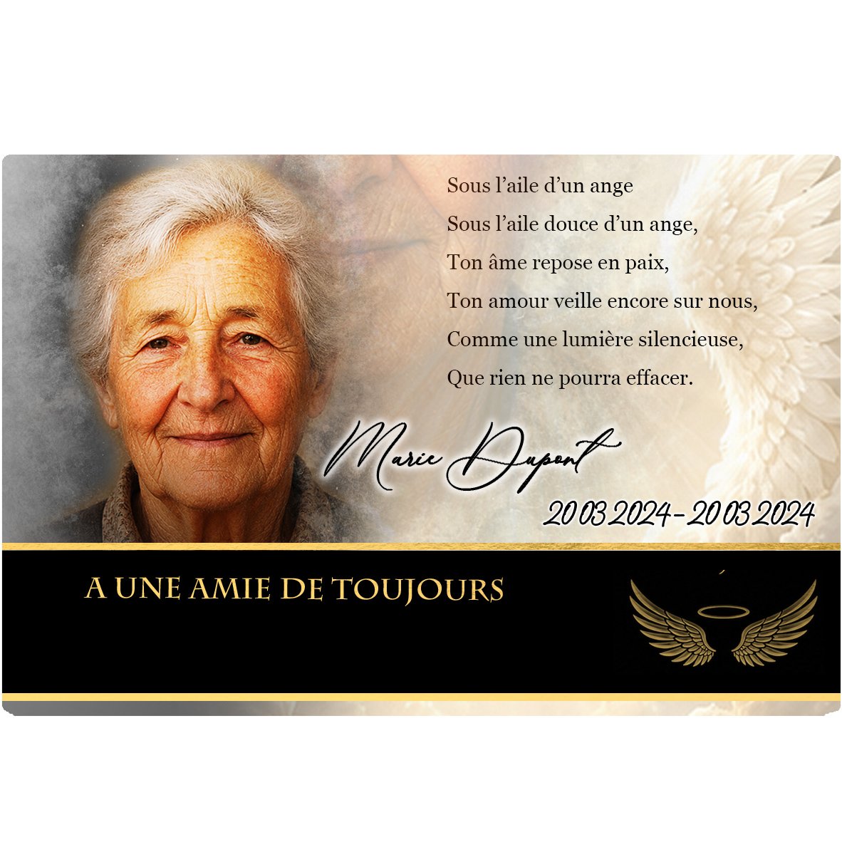 Plaque Panoramique Ange effet Crayon, ambiance complète portrait + fond