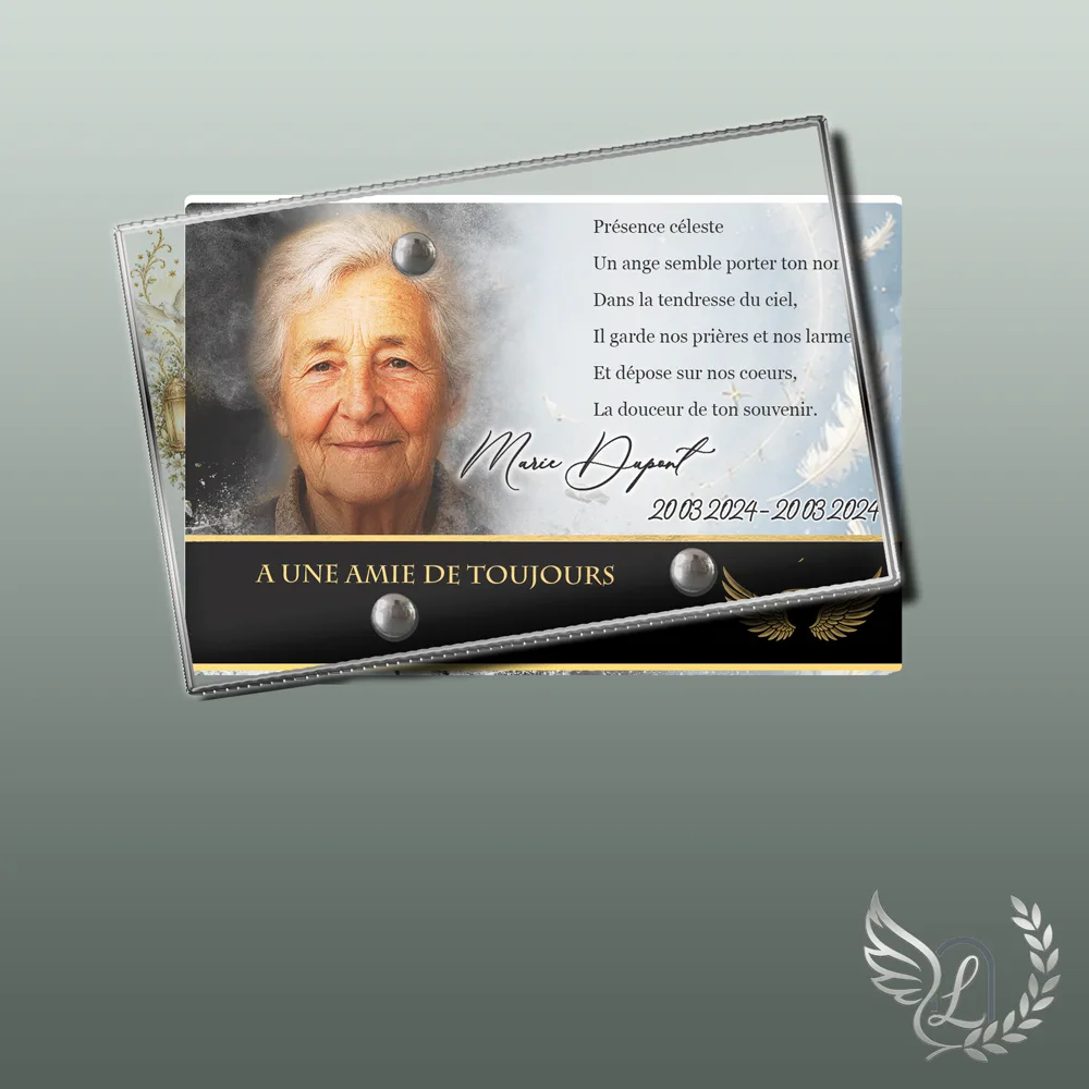 Plaque funéraire Ange forme Panoramique
