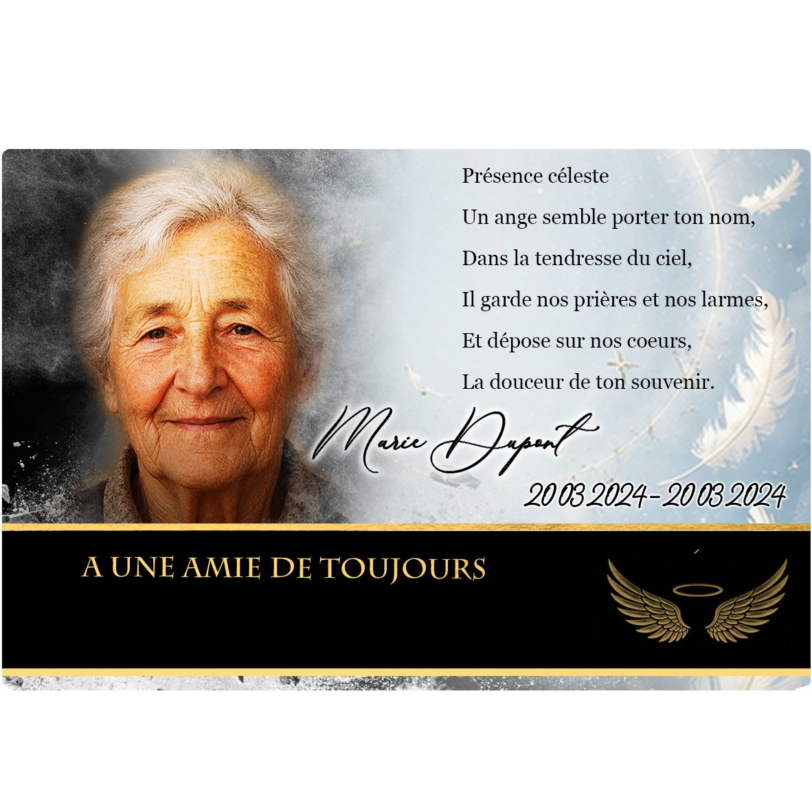 Plaque Panoramique Ange effet Éclat, ambiance complète portrait + fond