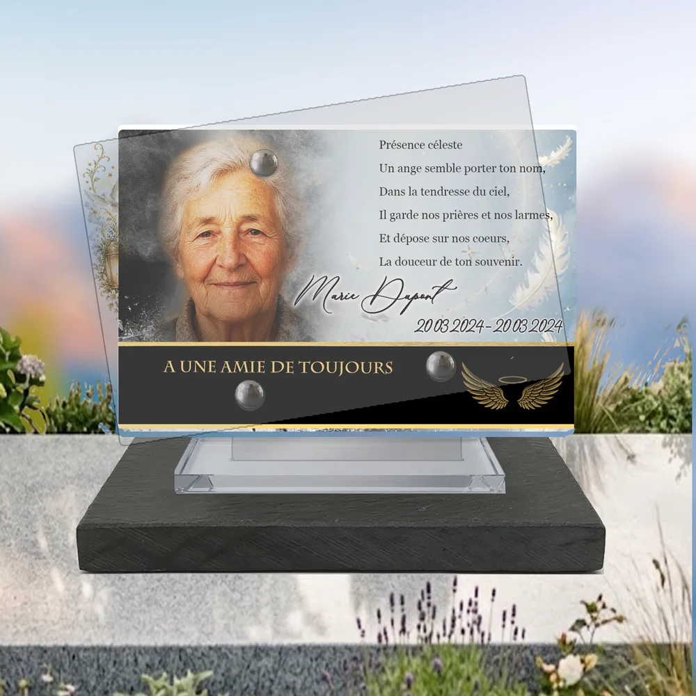 Plaque Panoramique Ange à poser sur socle ardoise du Brésil