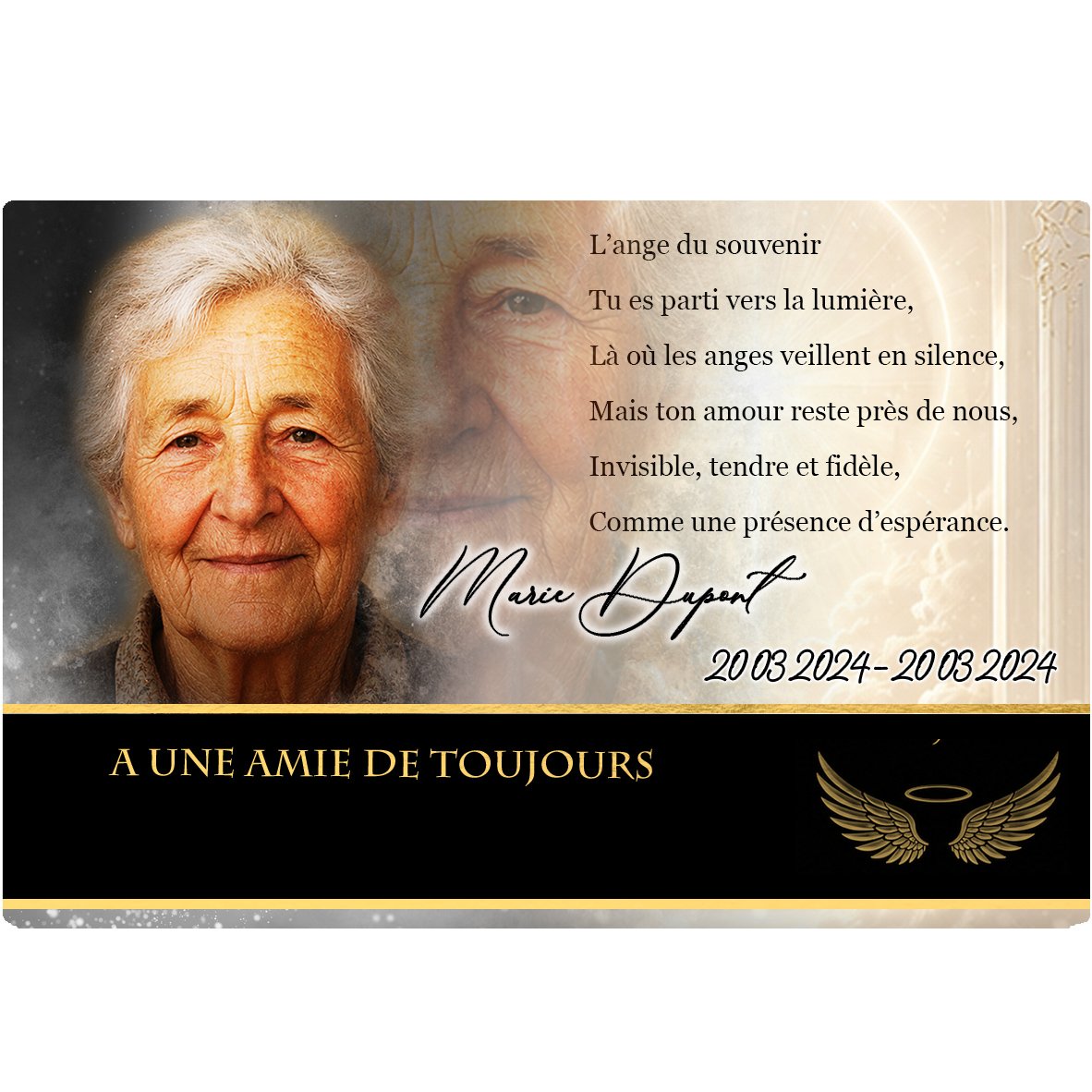 Plaque Panoramique Ange effet Pastel, ambiance complète portrait + fond