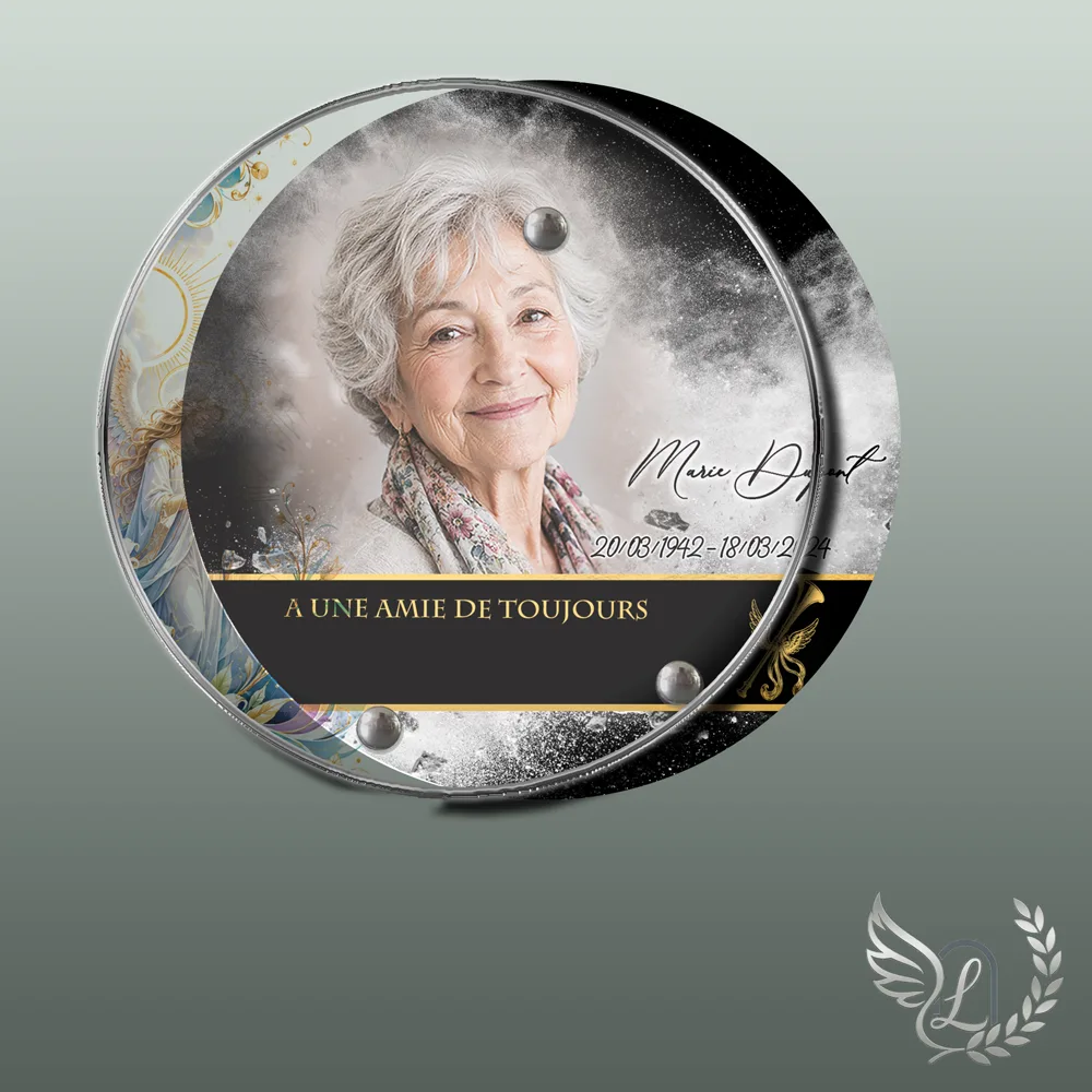 Plaque funéraire Ange en forme Circulaire, hommage refuge