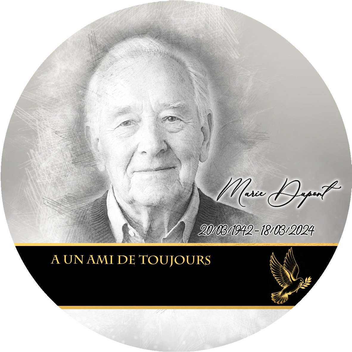 Plaque Circulaire Colombe effet Pastel, ambiance complète portrait + fond