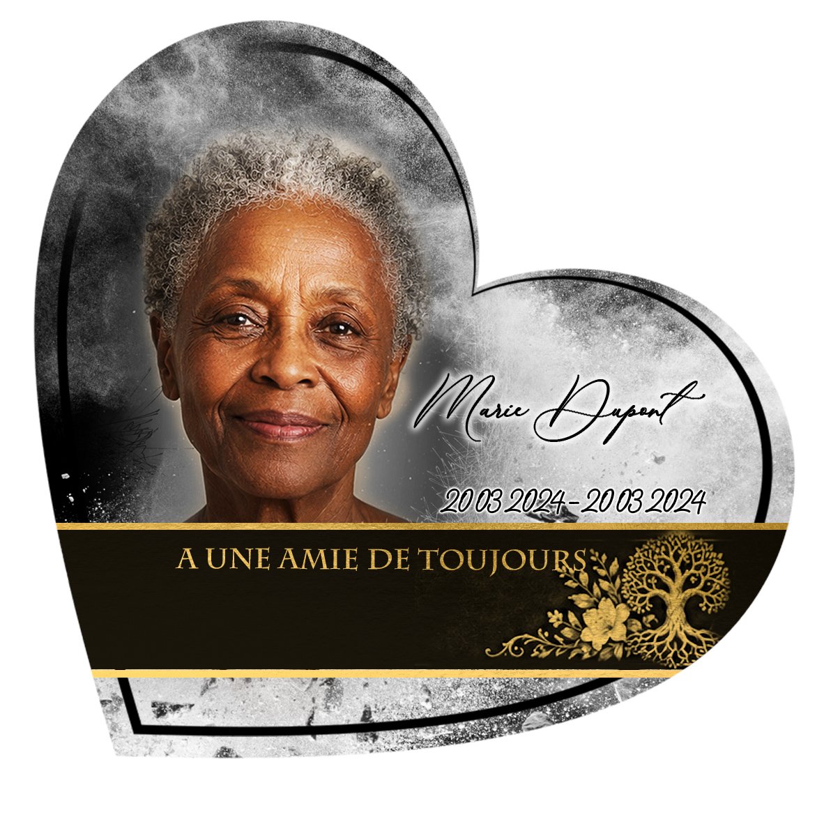 Plaque Cœur Arbre de vie effet Éclat, ambiance complète portrait + fond