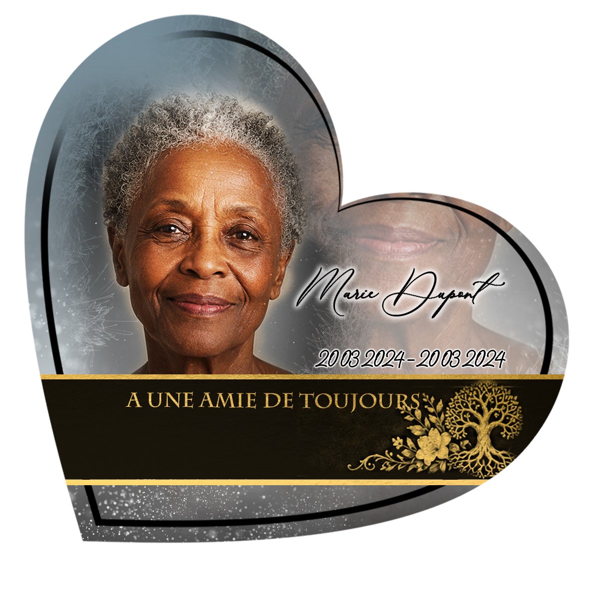 Plaque Cœur Arbre de vie effet Pastel, ambiance complète portrait + fond