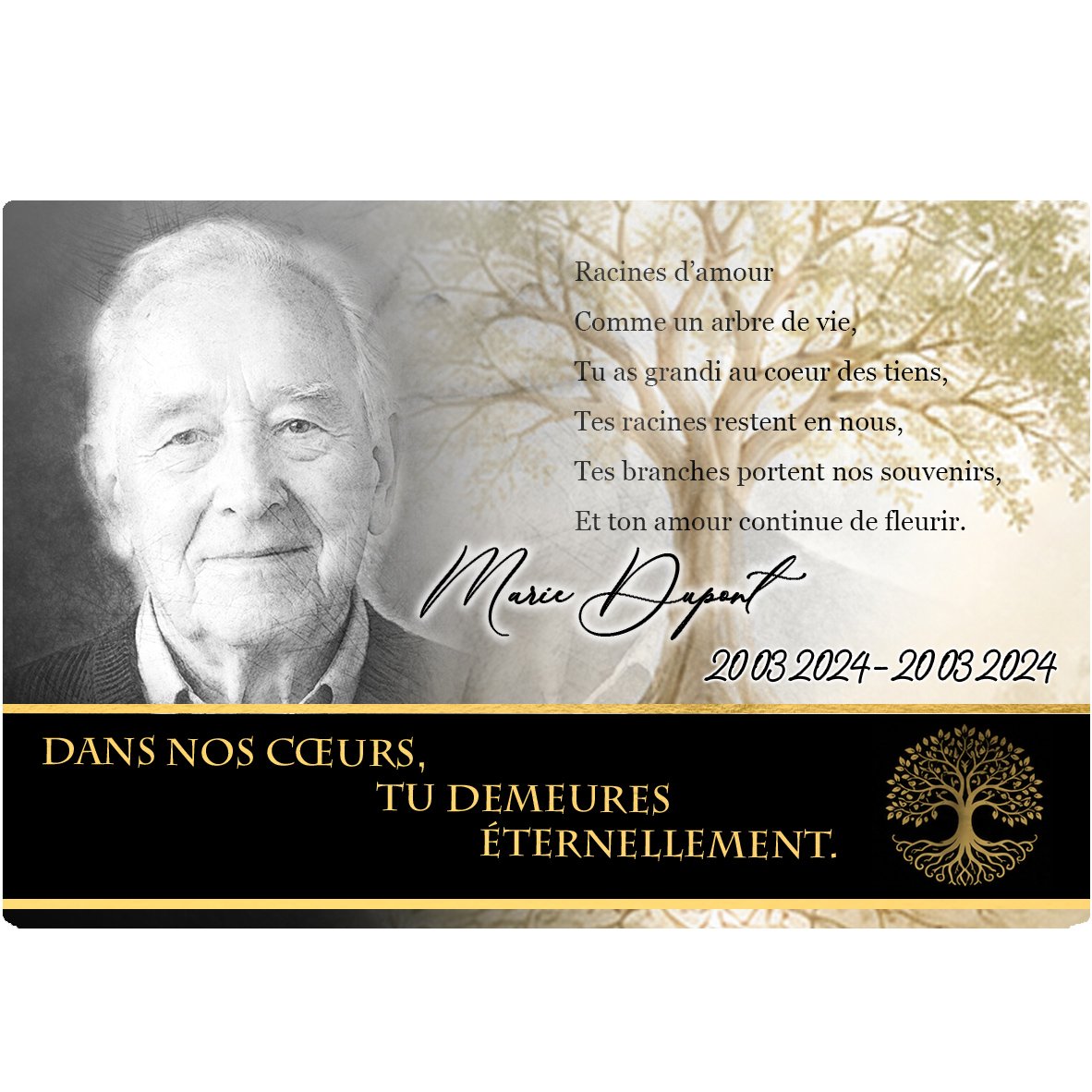 Plaque Panoramique Arbre de vie effet Crayon, ambiance complète portrait + fond