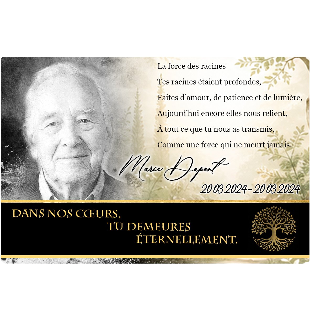 Plaque Panoramique Arbre de vie effet Éclat, ambiance complète portrait + fond