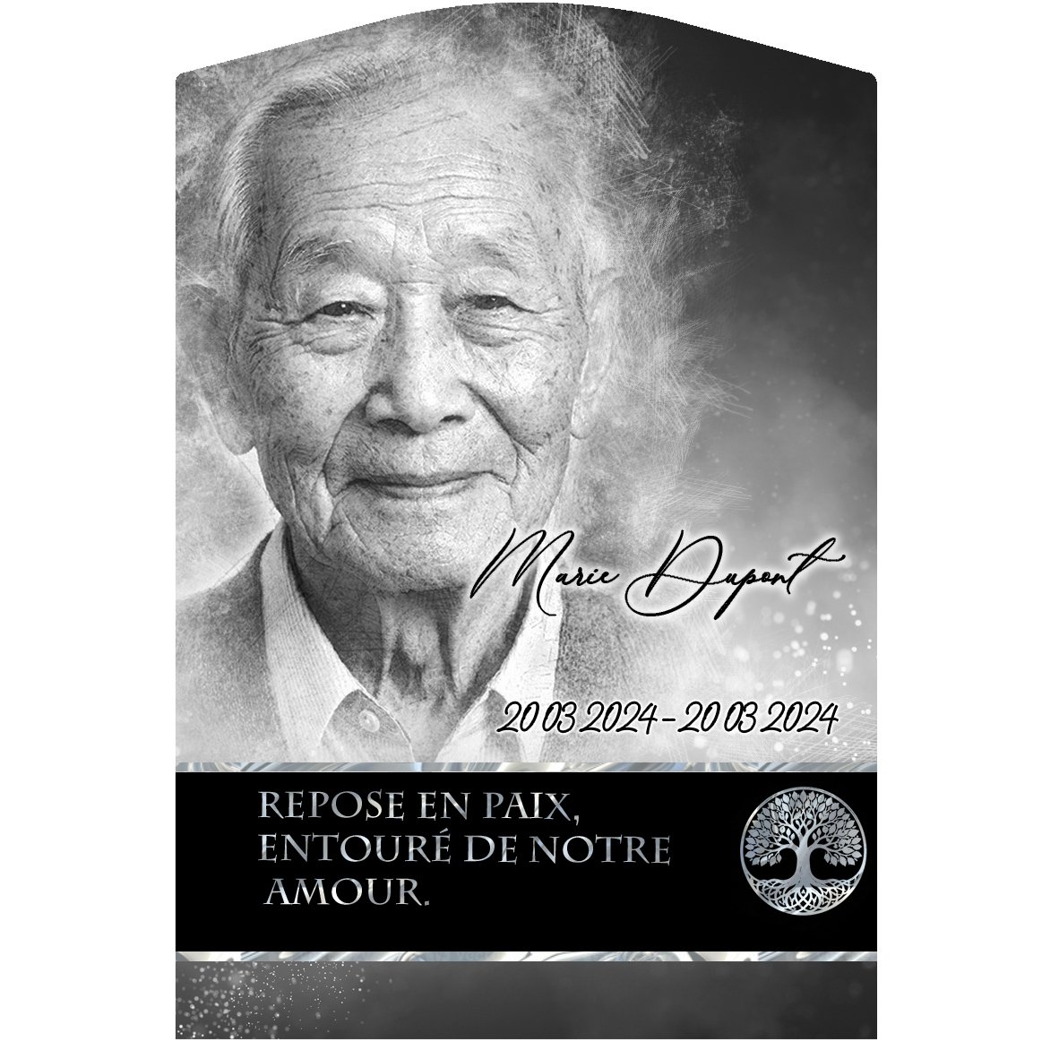 Plaque Stèle Arbre de vie effet Pastel, ambiance complète portrait + fond