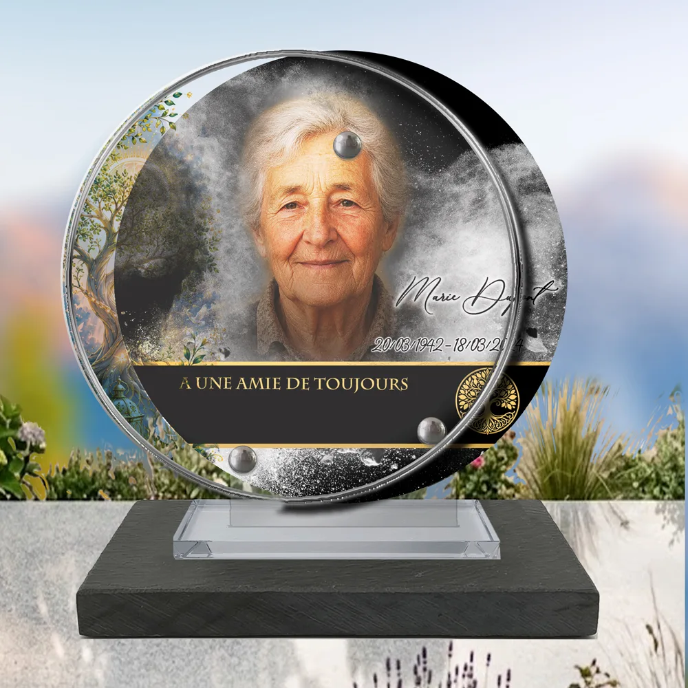 Plaque Circulaire Arbre de vie à poser sur socle ardoise du Brésil