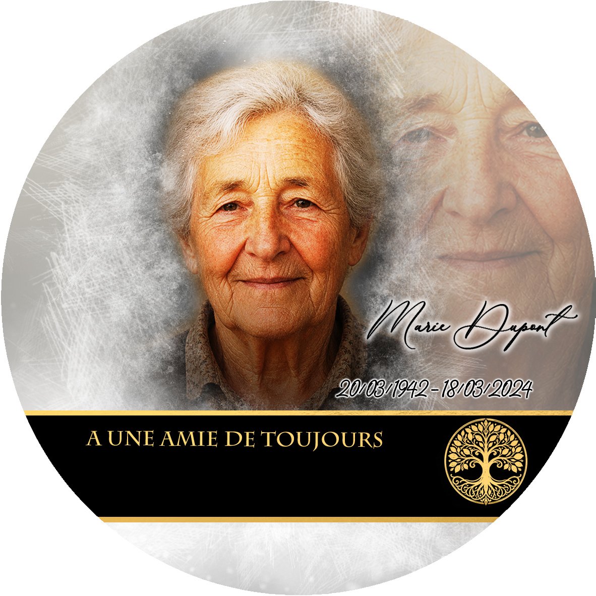 Plaque Circulaire Arbre de vie effet Pastel, ambiance complète portrait + fond