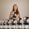 Gamme de plaques funéraires rectangulaires en plexiglas argenté avec portrait et motif étoile, présentées du format mini au grand format, finition chrome brillant
