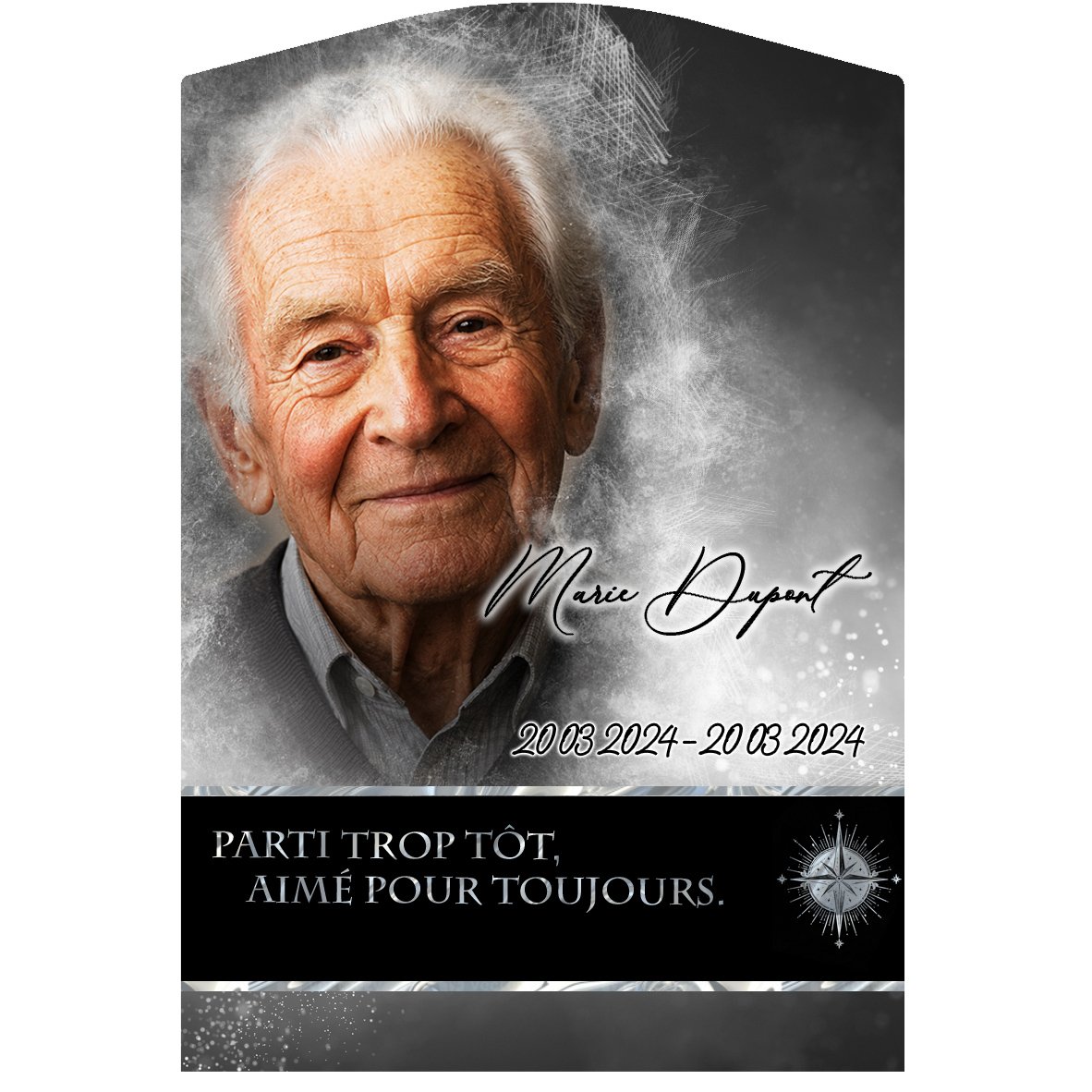 Plaque Stèle Étoile effet Pastel, ambiance complète portrait + fond