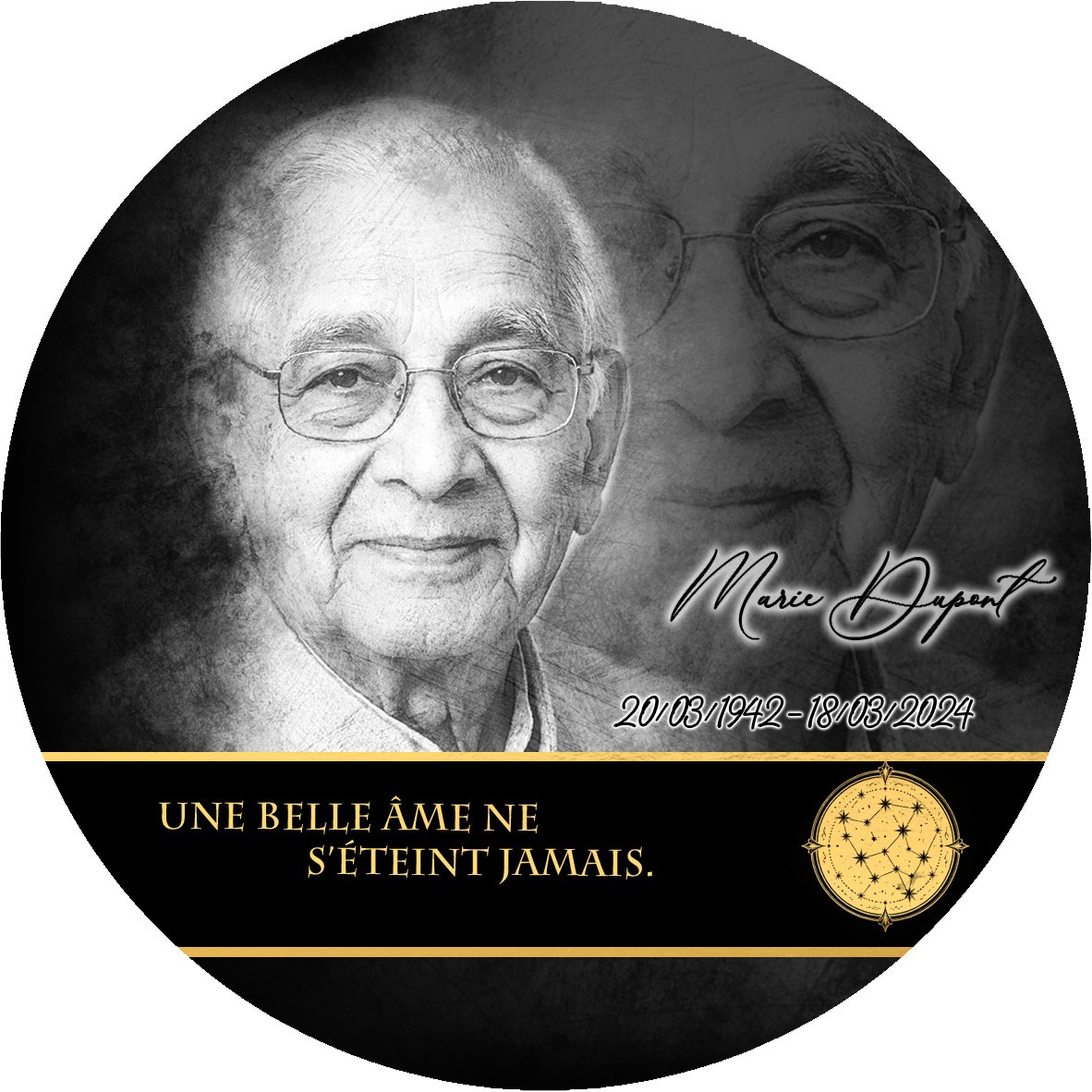 Plaque Circulaire Étoile effet Crayon, ambiance complète portrait + fond