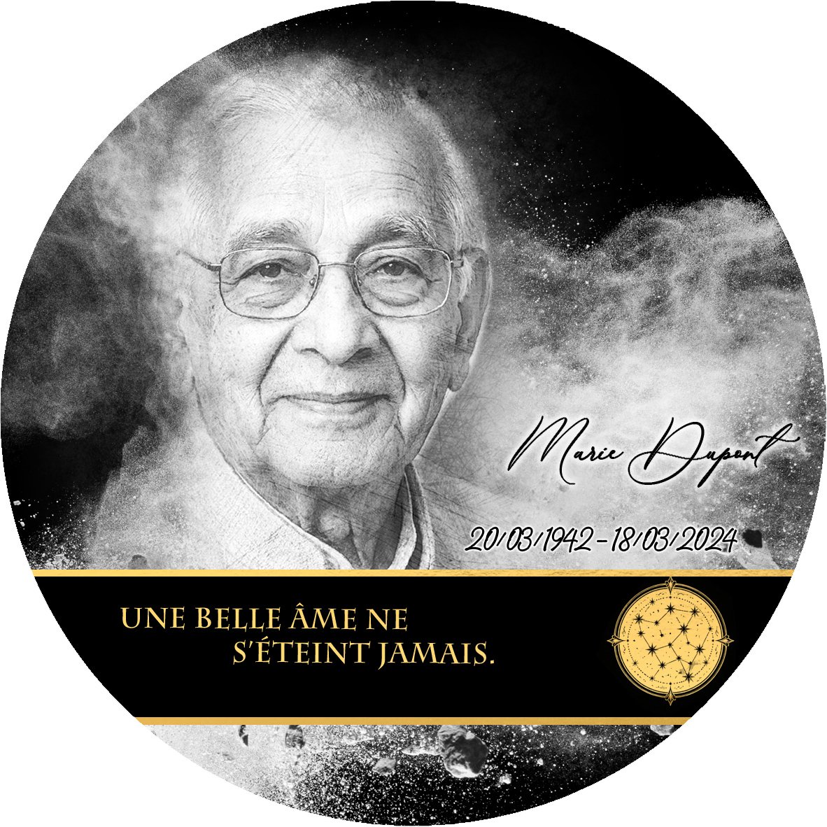Plaque Circulaire Étoile effet Éclat, ambiance complète portrait + fond
