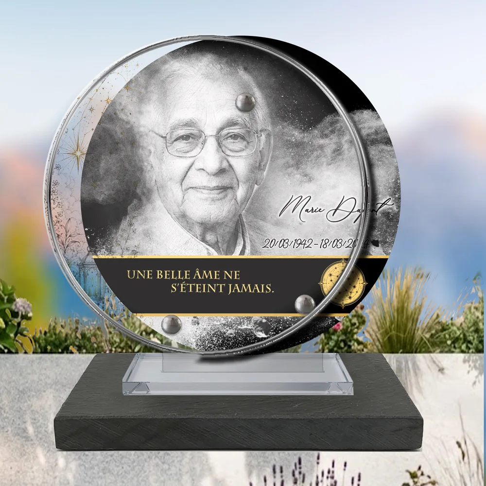 Plaque Circulaire Étoile à poser sur socle ardoise du Brésil